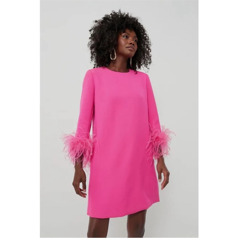 Tuckernuck Feather-Sleeve Shift Dress - Hot Pink